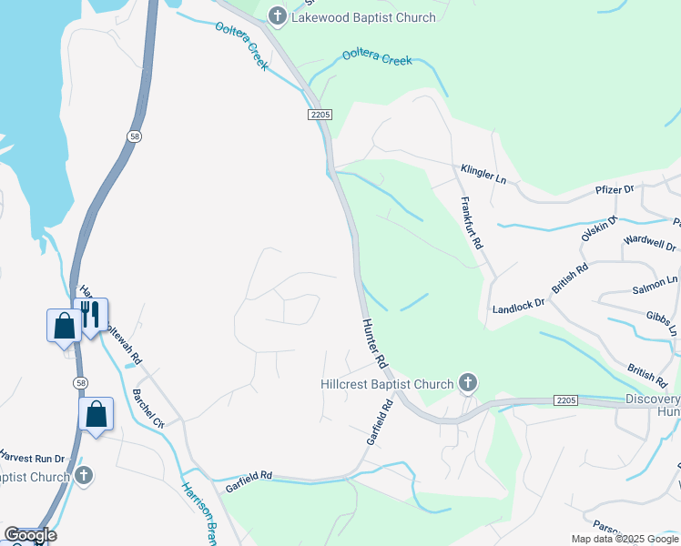 map of restaurants, bars, coffee shops, grocery stores, and more near 6325 Hunter Road in Harrison