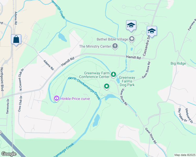 map of restaurants, bars, coffee shops, grocery stores, and more near 4960 Gann Store Road in Chattanooga