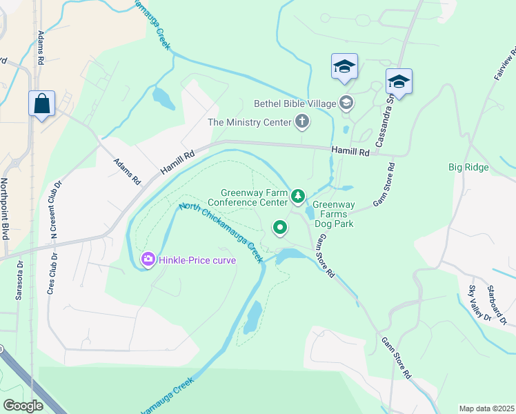 map of restaurants, bars, coffee shops, grocery stores, and more near 4960 Gann Store Road in Chattanooga