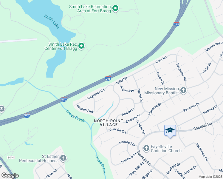 map of restaurants, bars, coffee shops, grocery stores, and more near 4475 Ruby Road in Fayetteville