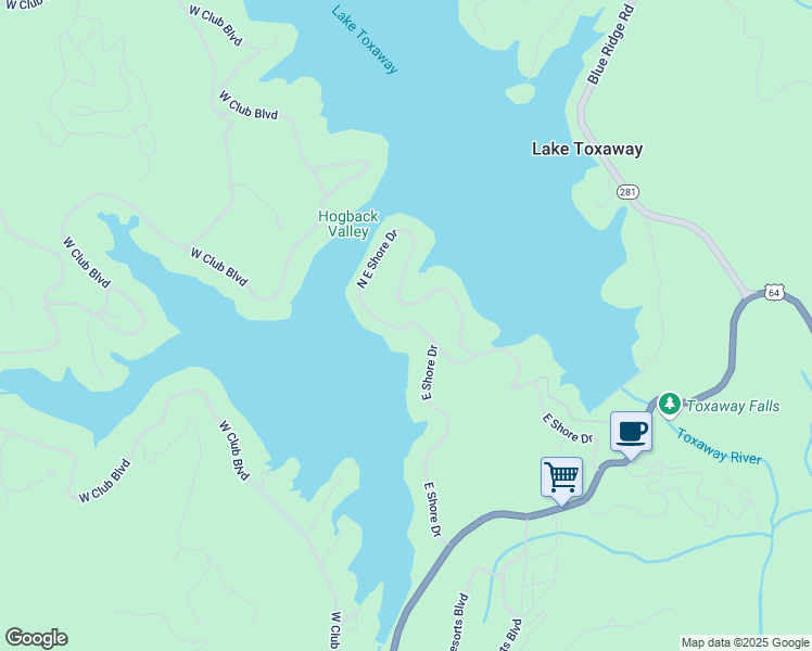map of restaurants, bars, coffee shops, grocery stores, and more near 2834 Northeast 20th Court in Lake Toxaway
