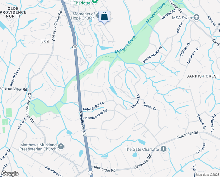 map of restaurants, bars, coffee shops, grocery stores, and more near 6255 Padget Parrish Court in Charlotte