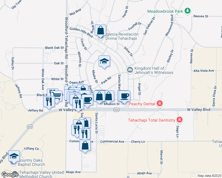 map of restaurants, bars, coffee shops, grocery stores, and more near 21229 Campo Court in Golden Hills
