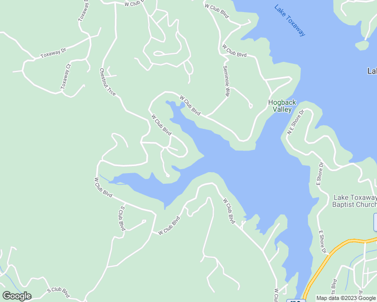 map of restaurants, bars, coffee shops, grocery stores, and more near 140 Red Bird Circle in Lake Toxaway