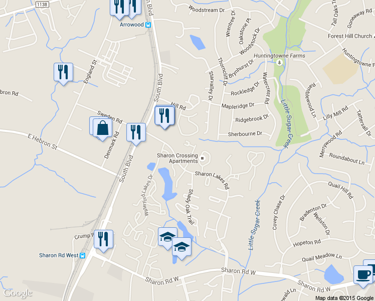 map of restaurants, bars, coffee shops, grocery stores, and more near 2149 Lennox Square Road in Charlotte