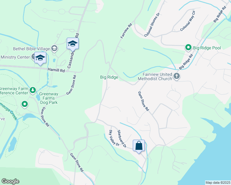 map of restaurants, bars, coffee shops, grocery stores, and more near 6200 Fairview Road in Chattanooga
