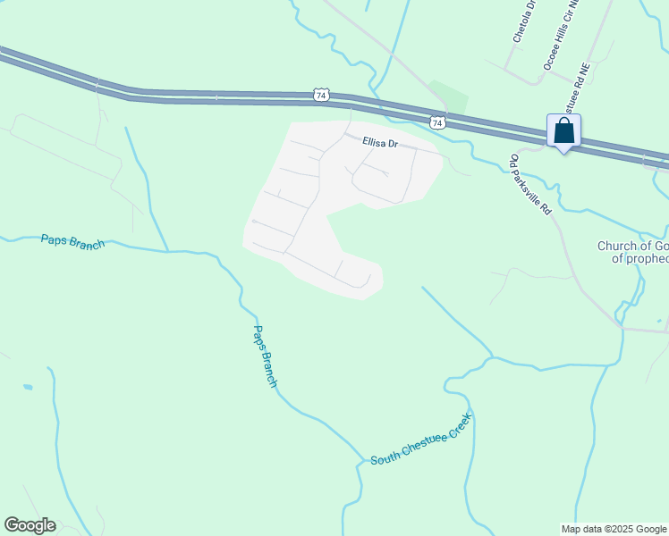 map of restaurants, bars, coffee shops, grocery stores, and more near 113 Carlos Way Southeast in Cleveland