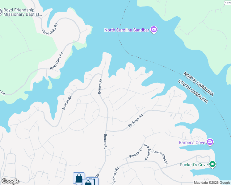 map of restaurants, bars, coffee shops, grocery stores, and more near 534 Sandbar Point in Clover