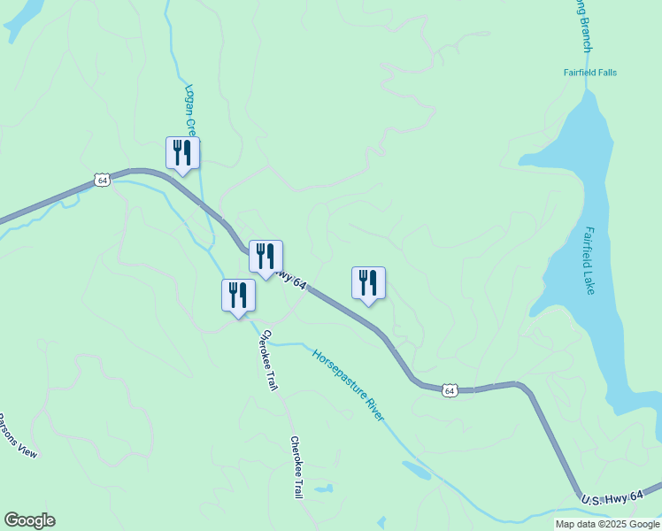 map of restaurants, bars, coffee shops, grocery stores, and more near 82 Scotch Highlands Loop in Sapphire