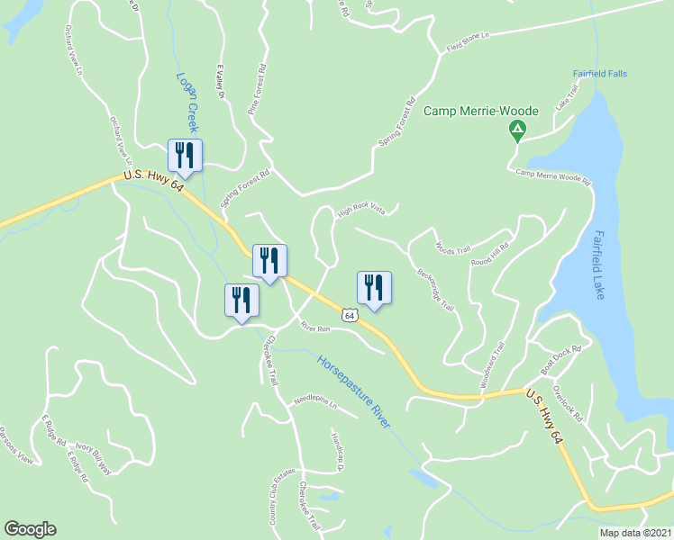 map of restaurants, bars, coffee shops, grocery stores, and more near 82 Scotch Highlands Loop in Sapphire