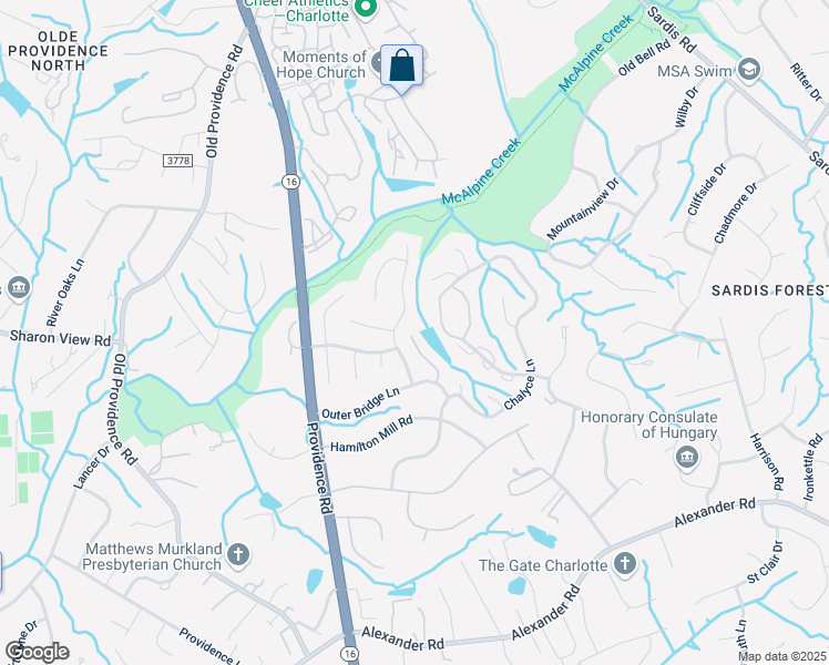 map of restaurants, bars, coffee shops, grocery stores, and more near 6255 Padget Parrish Court in Charlotte