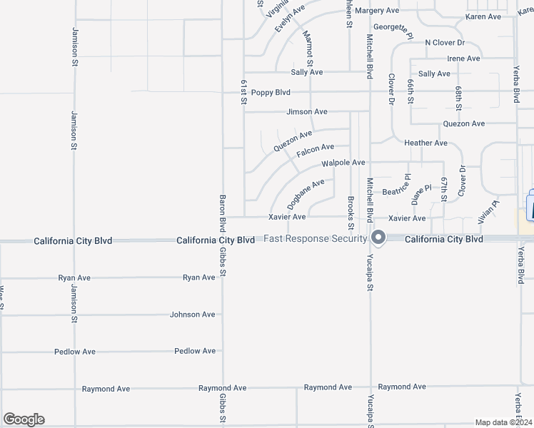 map of restaurants, bars, coffee shops, grocery stores, and more near Walpole Avenue in California City