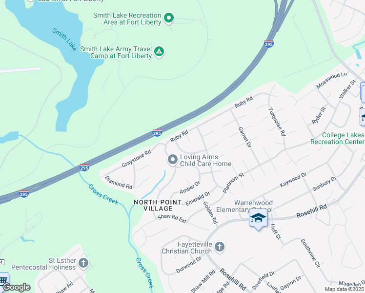 map of restaurants, bars, coffee shops, grocery stores, and more near 1530 Argon Avenue in Fayetteville