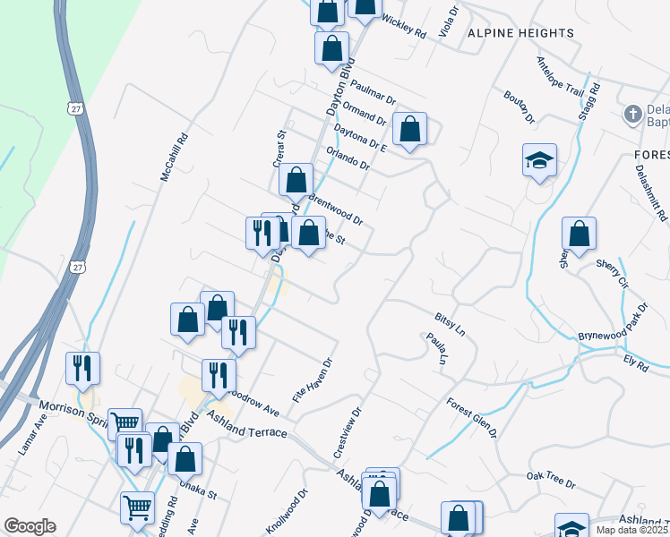 map of restaurants, bars, coffee shops, grocery stores, and more near 305 Valley View Avenue in Red Bank