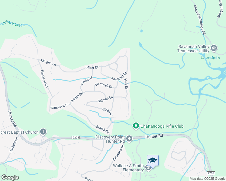 map of restaurants, bars, coffee shops, grocery stores, and more near 7325 Bushnell Lane in Ooltewah