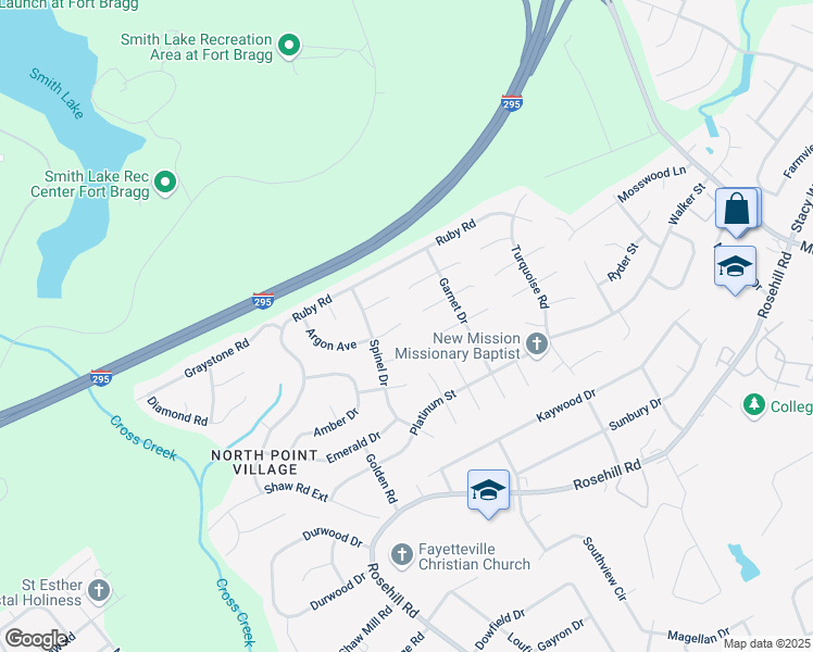 map of restaurants, bars, coffee shops, grocery stores, and more near 1491 Argon Avenue in Fayetteville