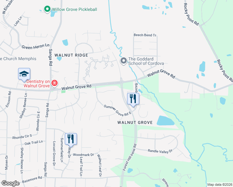 map of restaurants, bars, coffee shops, grocery stores, and more near 9035 Summer Grove Cove in Shelby County