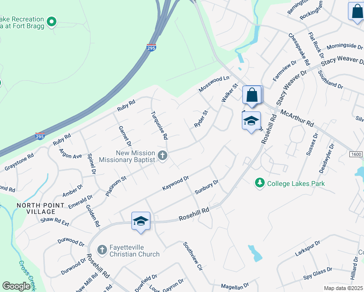 map of restaurants, bars, coffee shops, grocery stores, and more near 672 Walker Street in Fayetteville