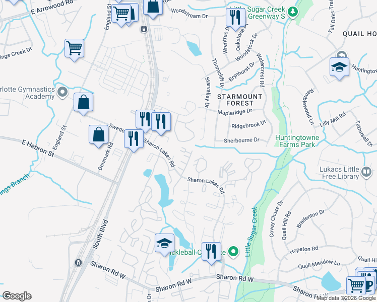 map of restaurants, bars, coffee shops, grocery stores, and more near in Charlotte