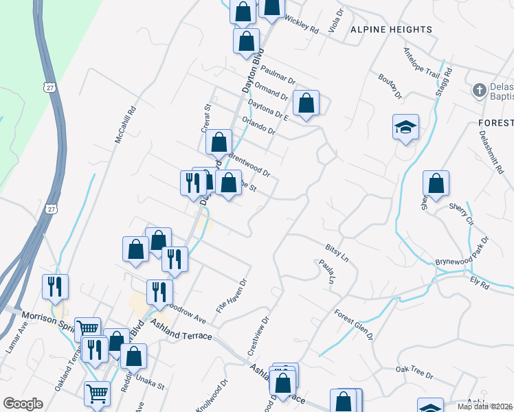 map of restaurants, bars, coffee shops, grocery stores, and more near 305 Valley View Avenue in Red Bank