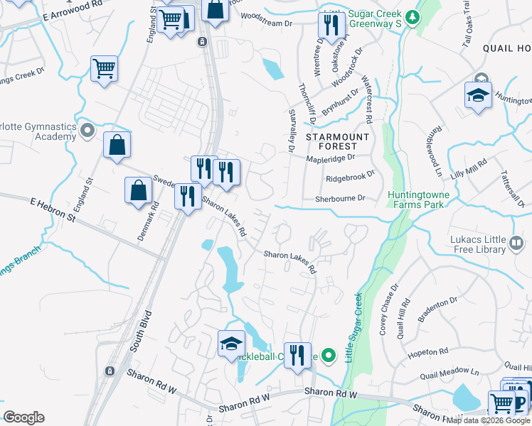 map of restaurants, bars, coffee shops, grocery stores, and more near in Charlotte