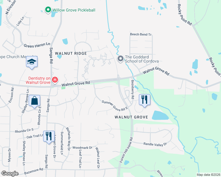 map of restaurants, bars, coffee shops, grocery stores, and more near 9035 Summer Grove Cove in Shelby County