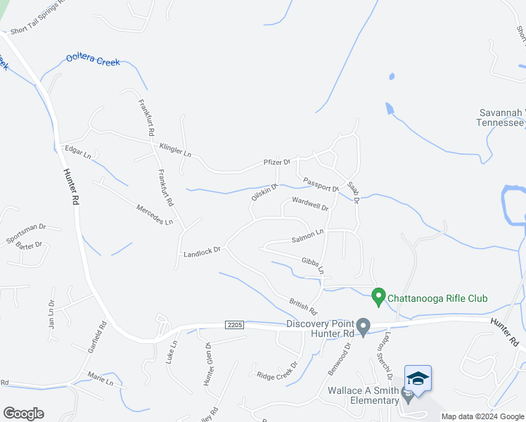 map of restaurants, bars, coffee shops, grocery stores, and more near 7415 British Road in Ooltewah