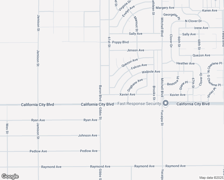 map of restaurants, bars, coffee shops, grocery stores, and more near Falcon Avenue in California City