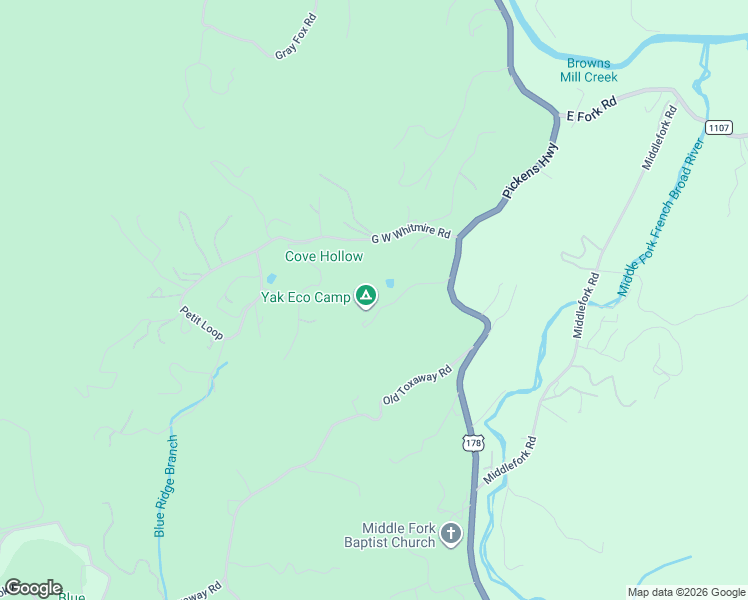 map of restaurants, bars, coffee shops, grocery stores, and more near 221 L Meece Road in Rosman