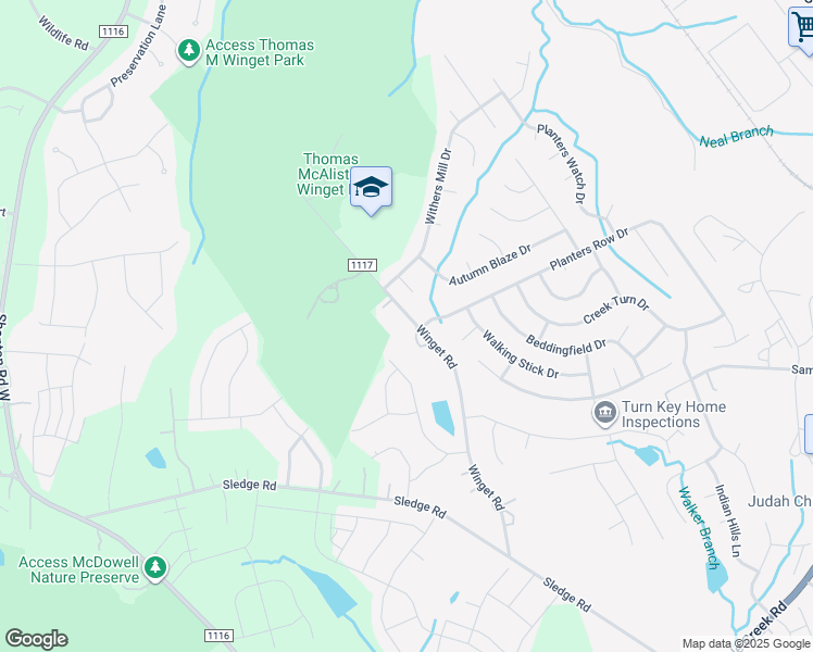 map of restaurants, bars, coffee shops, grocery stores, and more near 12418 Winget Road in Charlotte