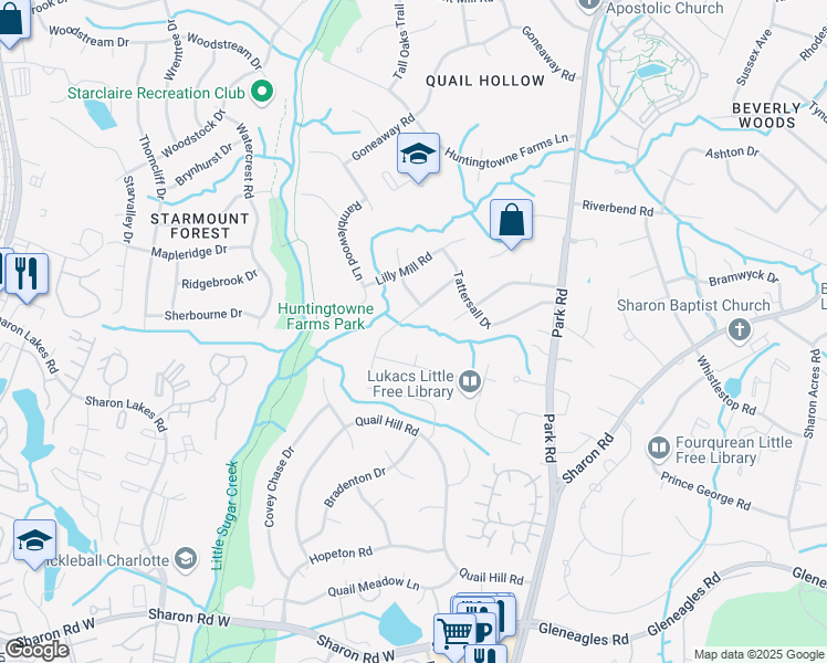 map of restaurants, bars, coffee shops, grocery stores, and more near in Charlotte