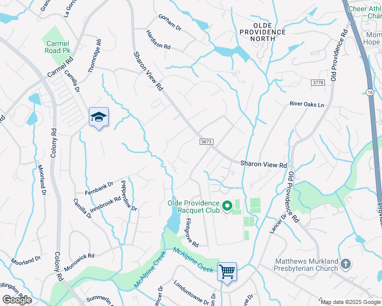 map of restaurants, bars, coffee shops, grocery stores, and more near 2324 Summerlake Road in Charlotte