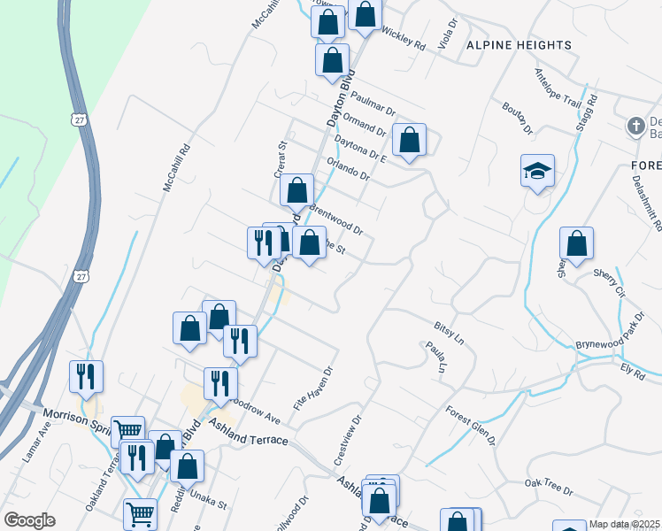 map of restaurants, bars, coffee shops, grocery stores, and more near 305 Valley View Avenue in Red Bank