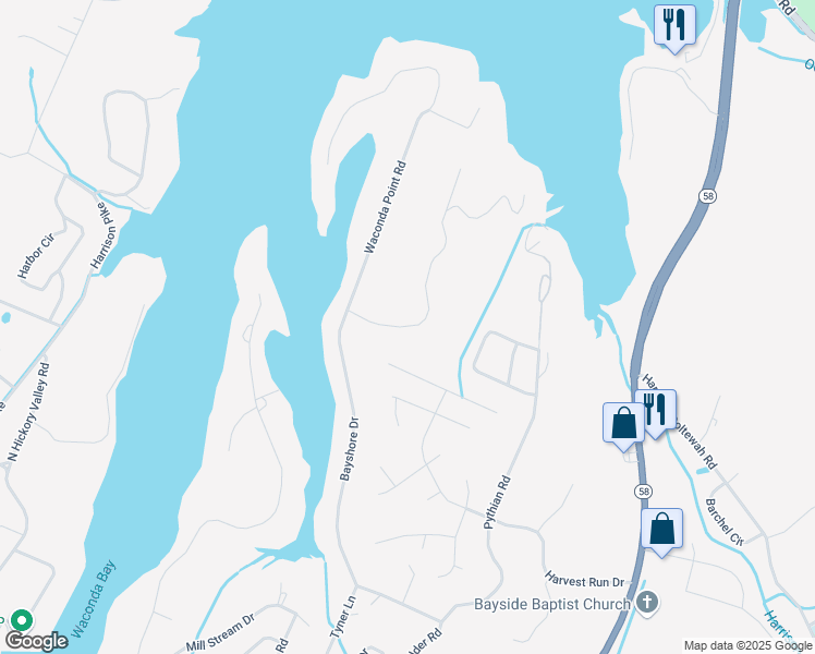 map of restaurants, bars, coffee shops, grocery stores, and more near 6317 Bayshore Drive in Harrison