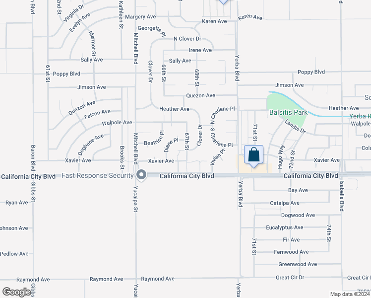 map of restaurants, bars, coffee shops, grocery stores, and more near in California City