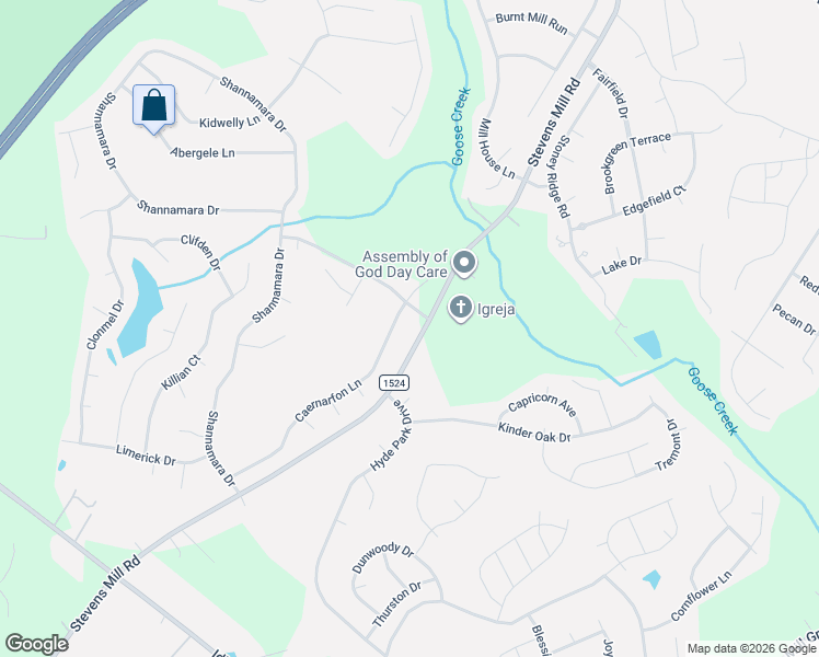 map of restaurants, bars, coffee shops, grocery stores, and more near 6517 Stevens Mill Road in Matthews