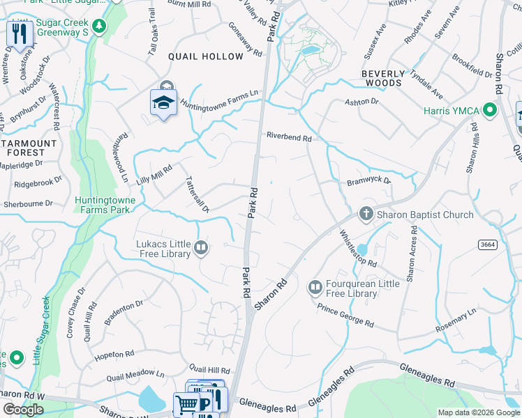 map of restaurants, bars, coffee shops, grocery stores, and more near in Charlotte