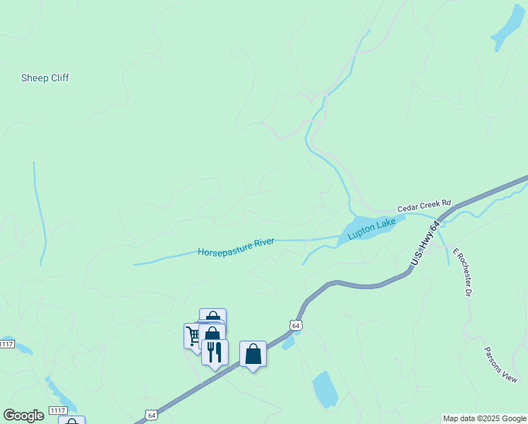 map of restaurants, bars, coffee shops, grocery stores, and more near 357 Wandering Ridge in Glenville