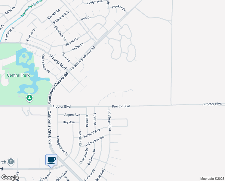 map of restaurants, bars, coffee shops, grocery stores, and more near 11031 Rome Beauty Drive in California City