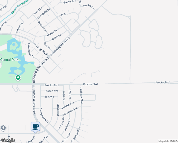 map of restaurants, bars, coffee shops, grocery stores, and more near 11043 Rome Beauty Drive in California City
