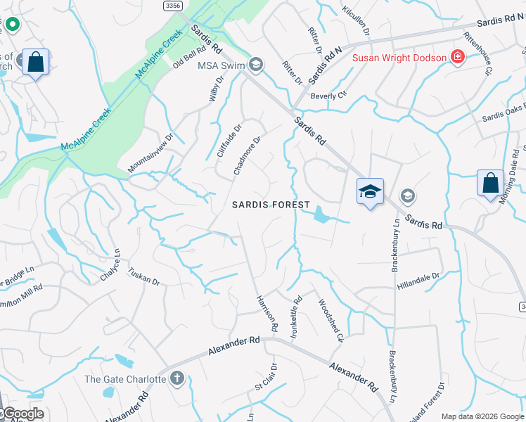 map of restaurants, bars, coffee shops, grocery stores, and more near in Charlotte