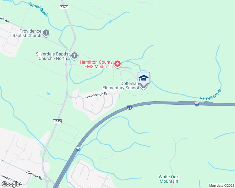 map of restaurants, bars, coffee shops, grocery stores, and more near 8944 Little Pine Lane in Ooltewah