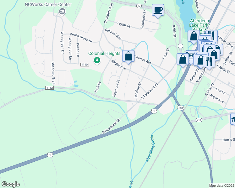 map of restaurants, bars, coffee shops, grocery stores, and more near 617 Seymour Street in Aberdeen