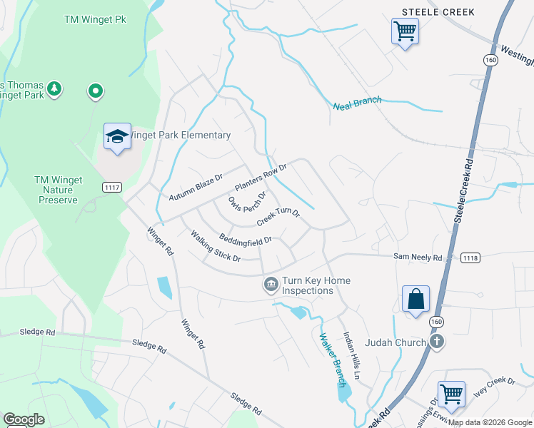 map of restaurants, bars, coffee shops, grocery stores, and more near 4407 Golden View Drive in Charlotte