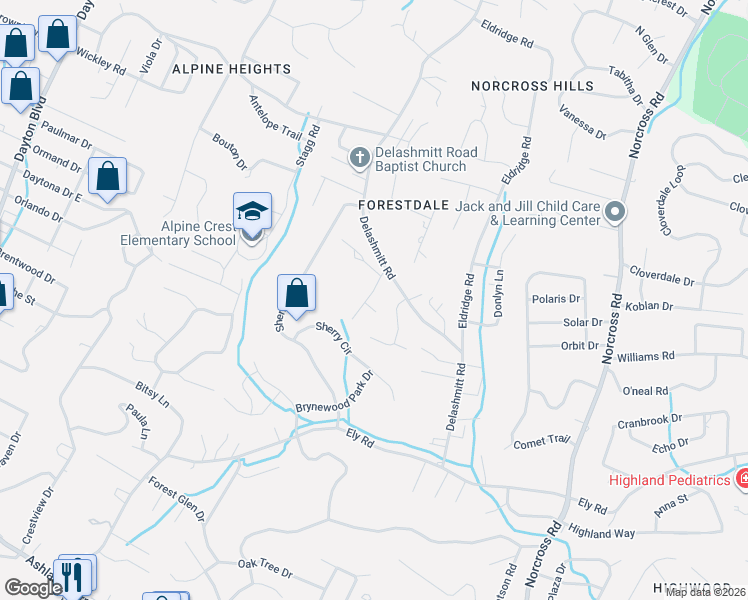 map of restaurants, bars, coffee shops, grocery stores, and more near 4642 Cary Lane in Chattanooga