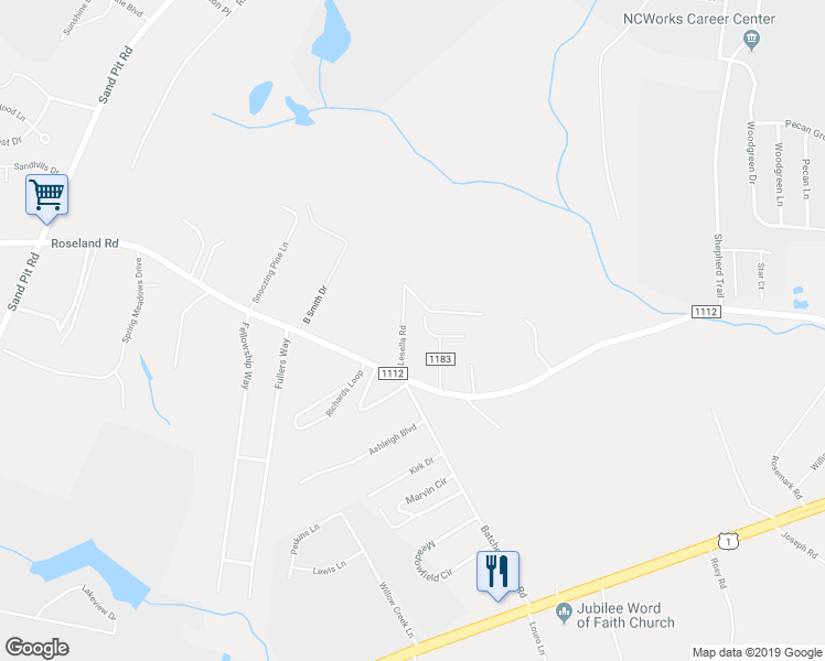map of restaurants, bars, coffee shops, grocery stores, and more near 125 Grosbeak Court in Aberdeen
