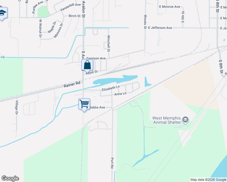 map of restaurants, bars, coffee shops, grocery stores, and more near 1401 Stephanie Street in West Memphis