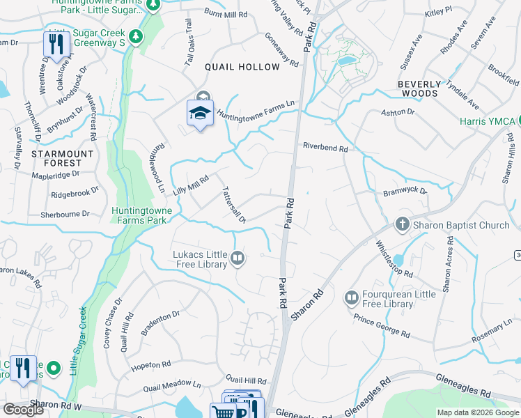 map of restaurants, bars, coffee shops, grocery stores, and more near in Charlotte