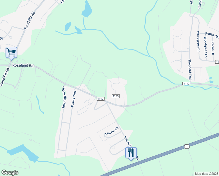 map of restaurants, bars, coffee shops, grocery stores, and more near 125 Grosbeak Court in Aberdeen