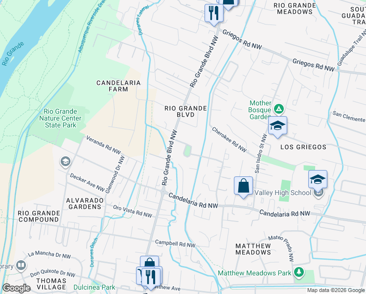 map of restaurants, bars, coffee shops, grocery stores, and more near 2324 Headingly Avenue Northwest in Albuquerque